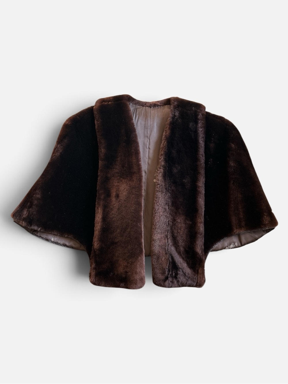 Vintage 1940s Brown Faux Mink Stole Wrap Lined One Size Fits Most Mob Wife Glam